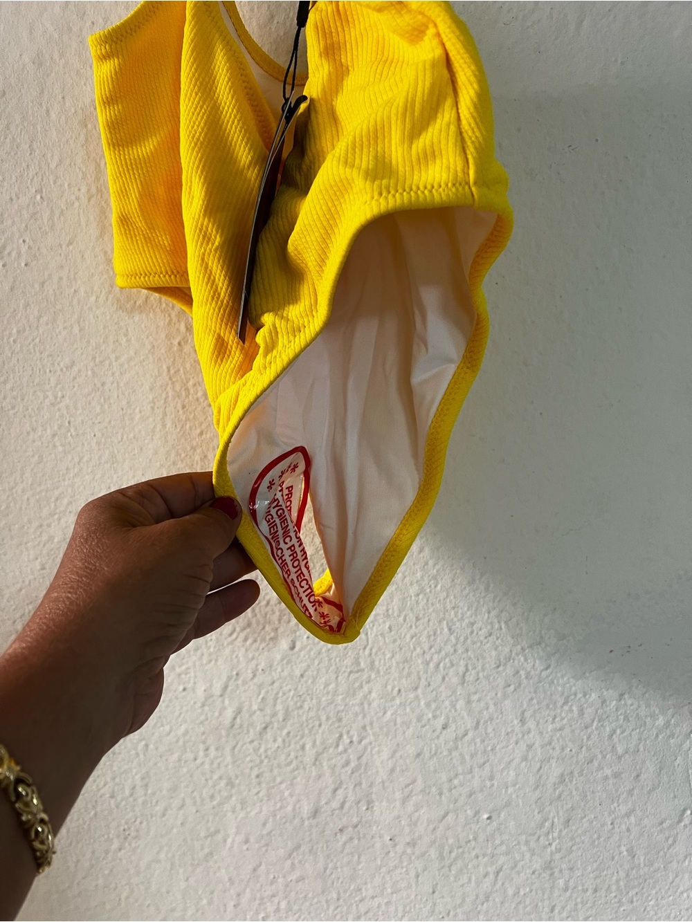 Bright Yellow Ribbed Two-Piece Bikini Set - Picture 4 of 4
